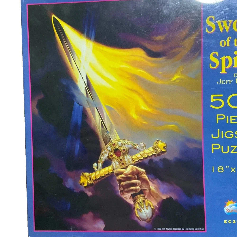 Vintage SunsOut Swords Of The Spirit Jeff Haynie 500  Pieces Puzzle Sealed Rare